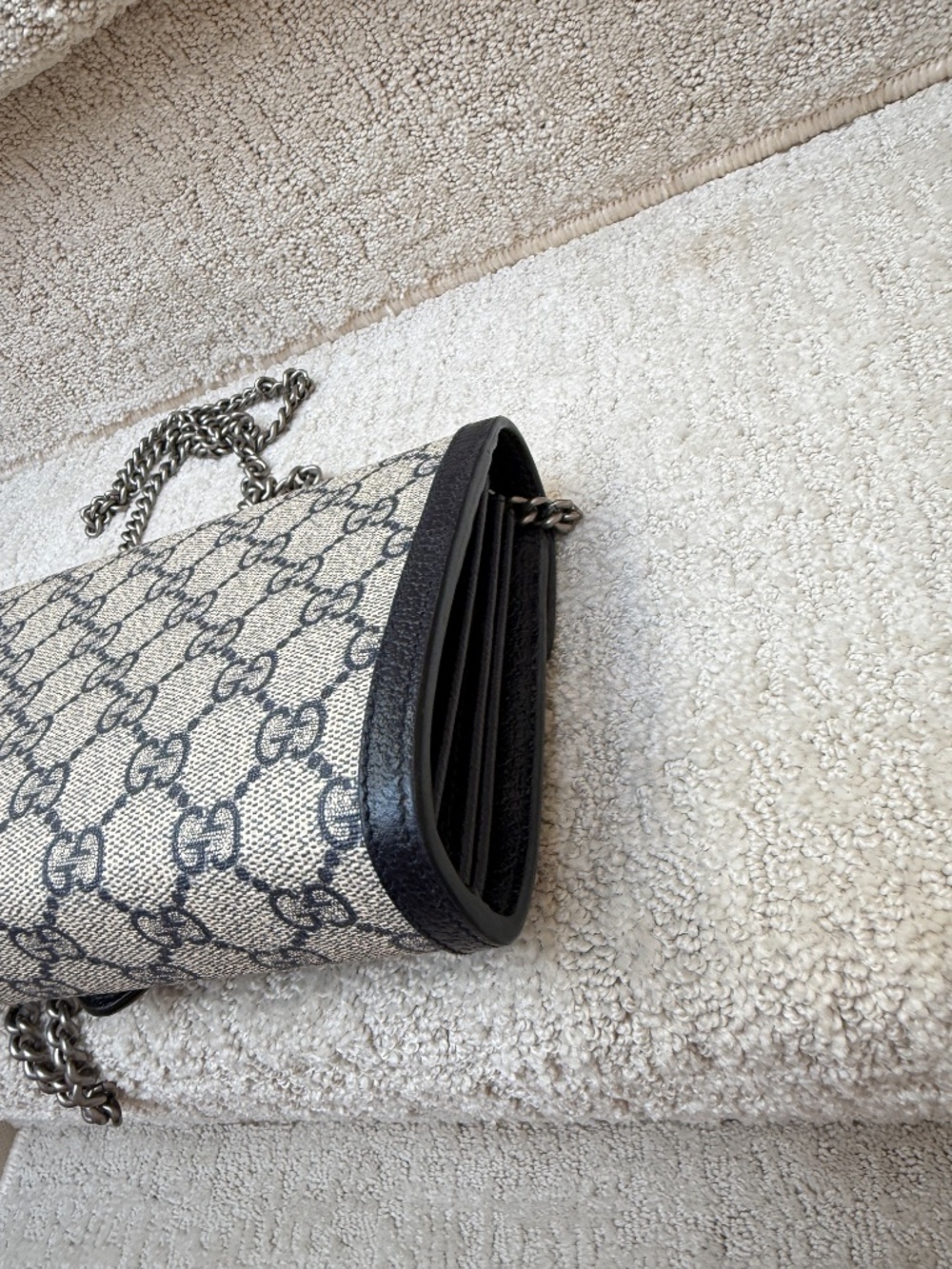 Gucci GG Supreme Monogram Mini Dionysus Chain Wallet in Navy - Picture 6 of 11